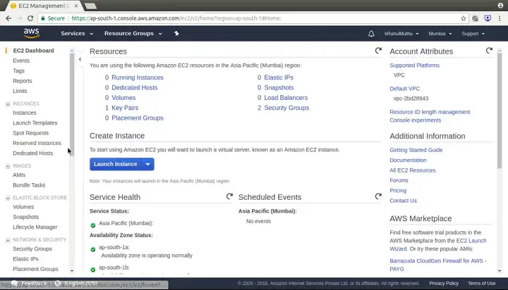 Amazon EC2 console and click on Instances