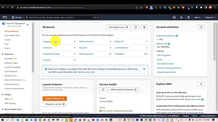 Log into your EC2 console