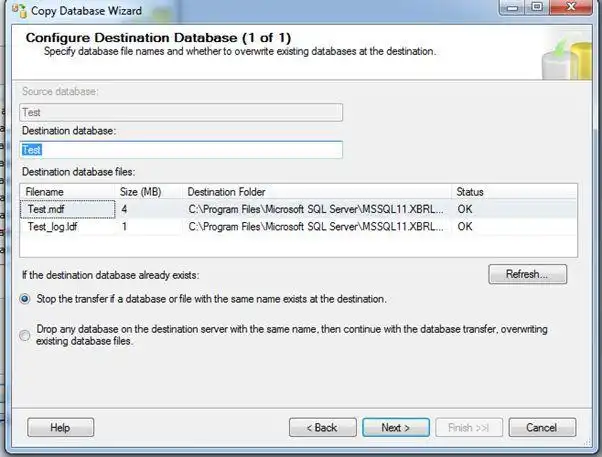 inspect the MDF and log file location