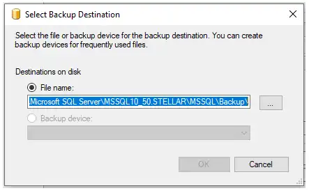 location of the backup file