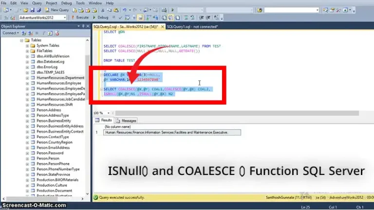 Difference Between ISNull() and COALESCE () Function SQL Server | Comparison Guide 