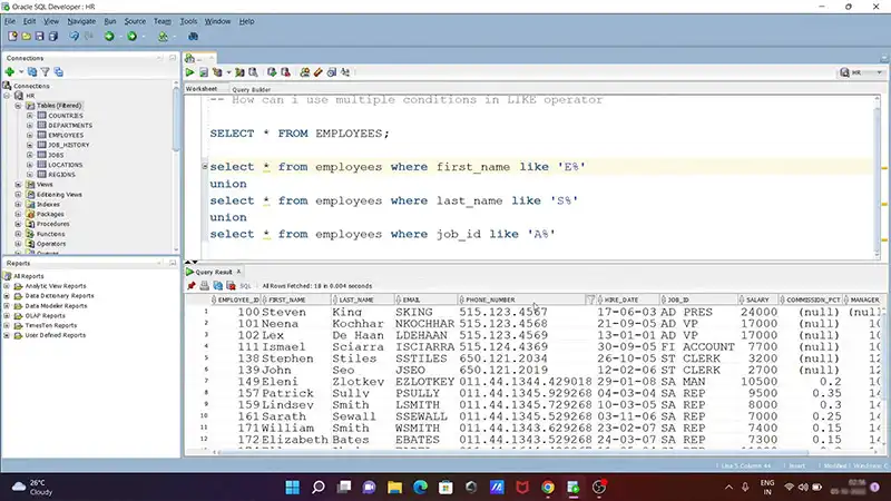 How to Compare Two Strings in Oracle SQL Query