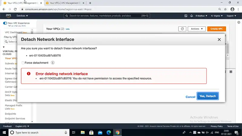How to Delete Network Interface in AWS
