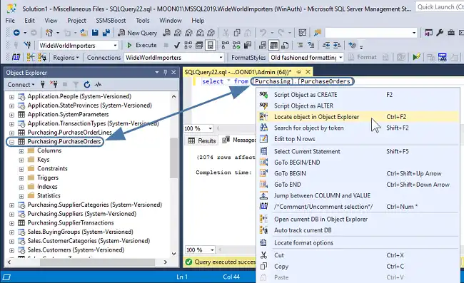 SSMS Object Explorer