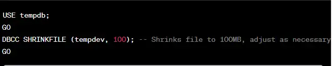 Shrink TempDB Using DBCC SHRINKFILE