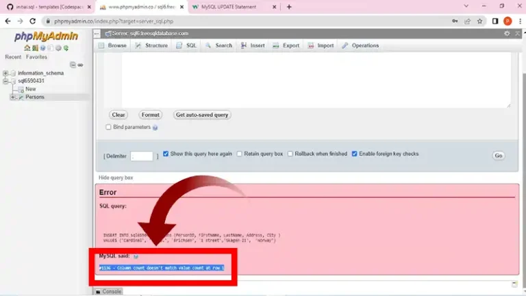 Column Count Doesn’t Match Value Count At Row 1 | 7 Step Fix