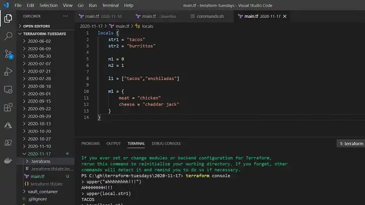 terraform init initially for local