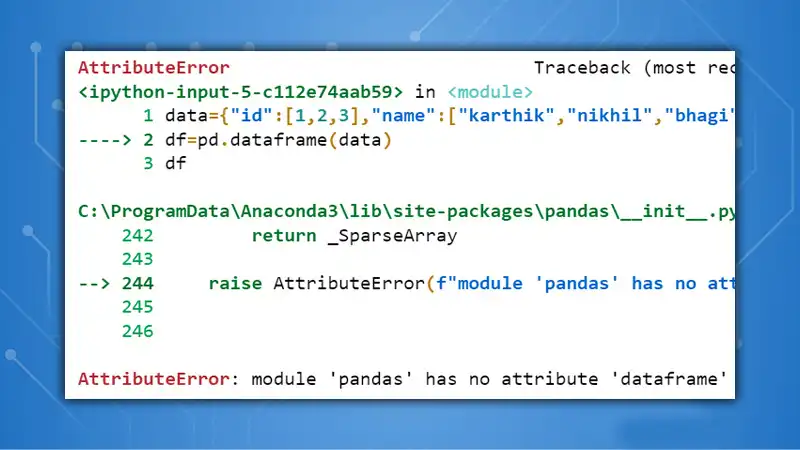 Attribute Error Module pandas has no Attribute read sql