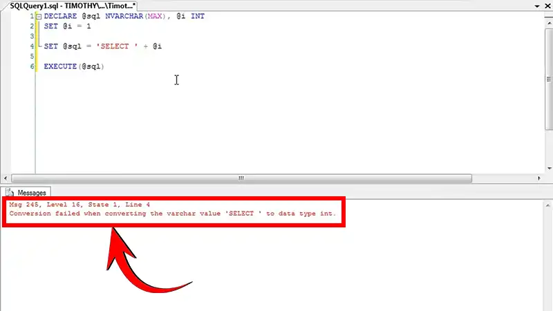 Conversion Failed When Converting the varchar Value to Data Type int