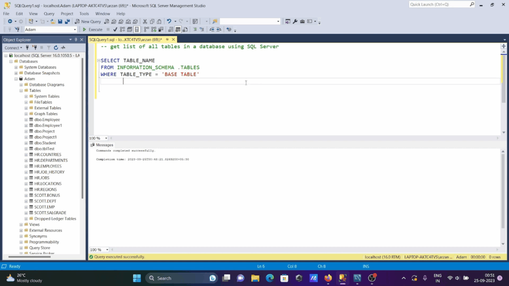 Using INFORMATION_SCHEMA.TABLES