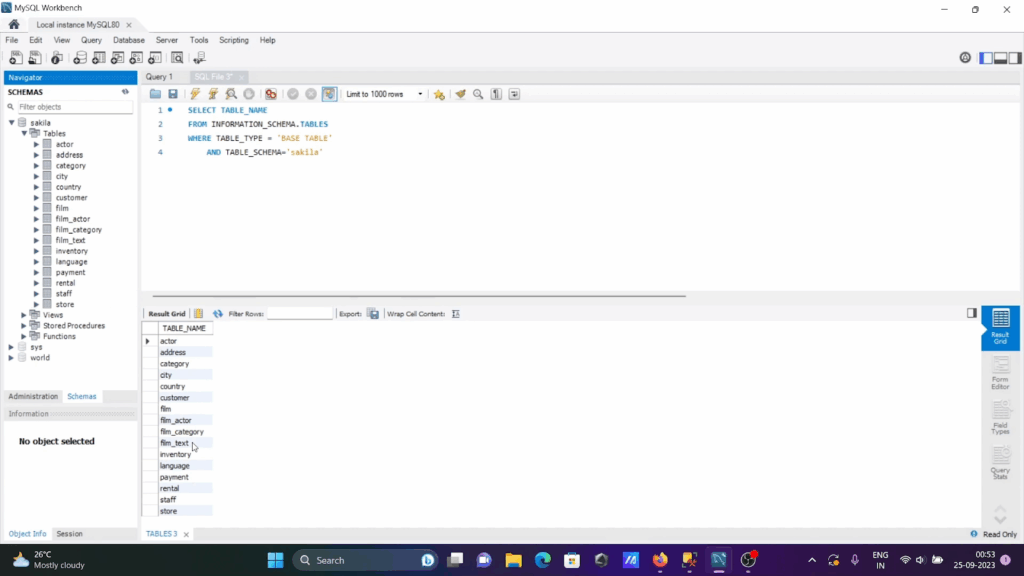 Using INFORMATION_SCHEMA