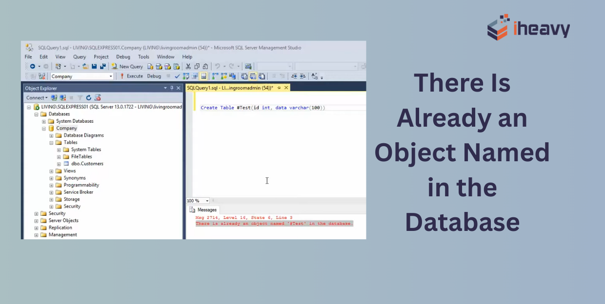There Is Already an Object Named in the Database