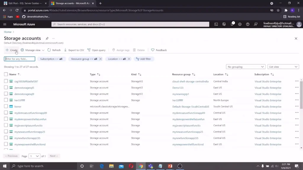 Create a Storage Account in Azure