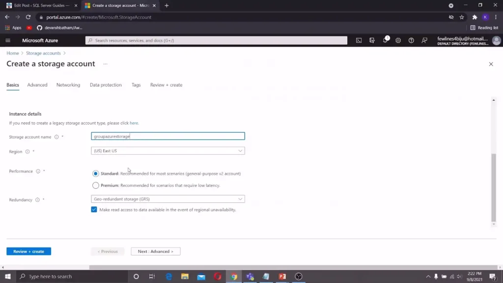 Create a Storage Account in Azure