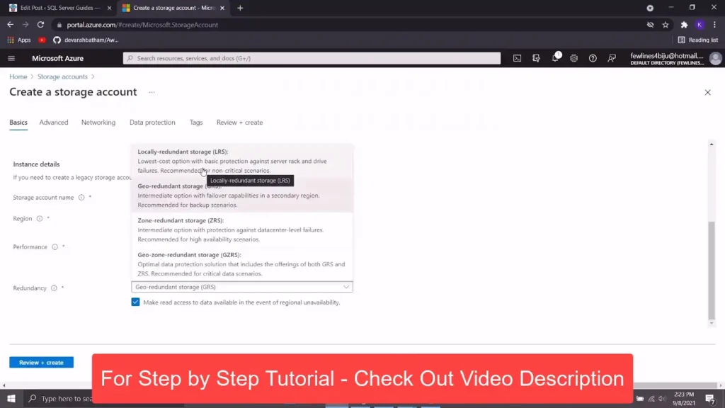Create a Storage Account in Azure