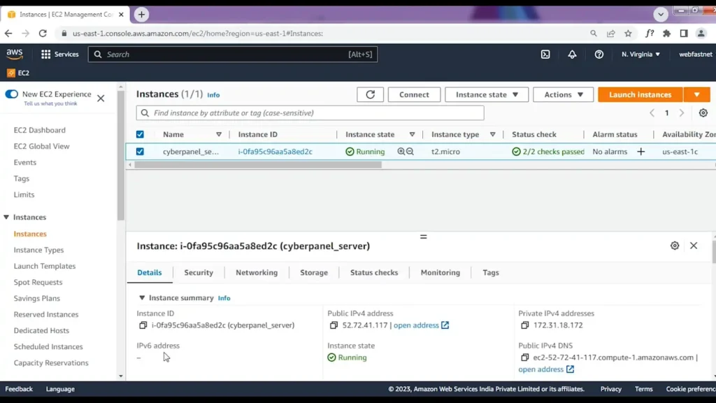 Select the EC2 instance you want to delete