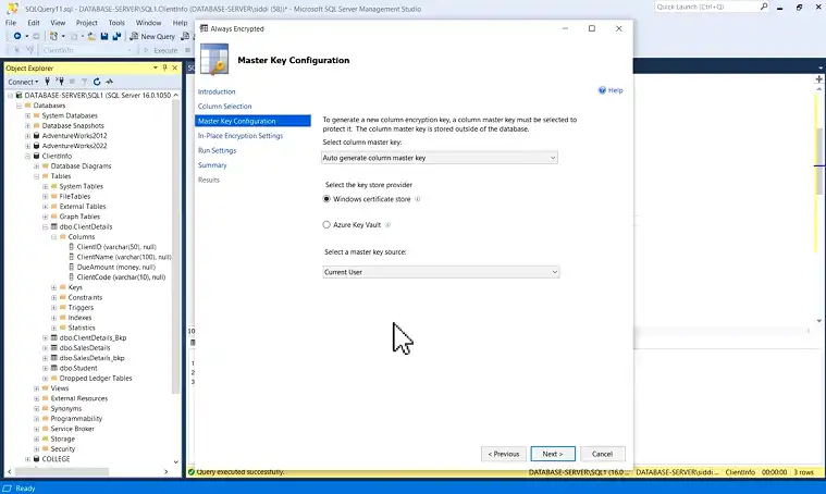 Create a Database Master Key