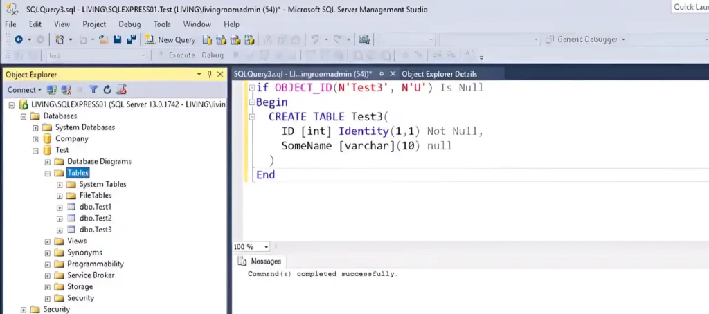 CREATE TABLE IF NOT EXISTS SQL Server