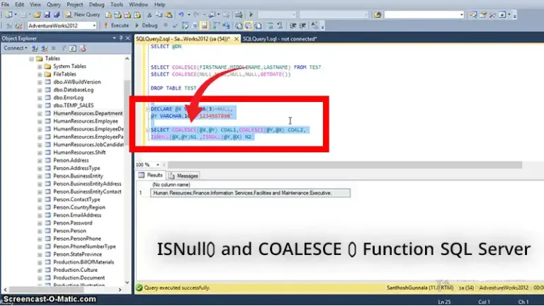 Difference Between ISNull() and COALESCE () Function SQL Server