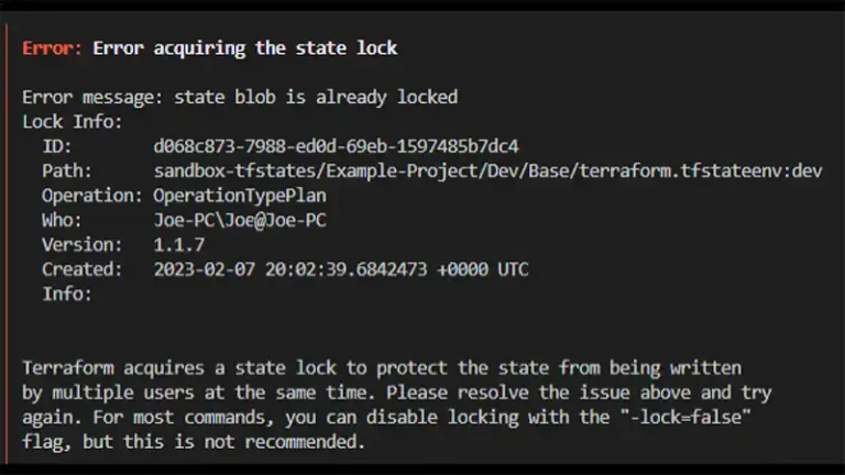 Troubleshooting Terraform Error Error Acquiring the State Lock