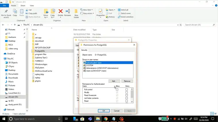Problem Running Post-Install Step PostgreSQL