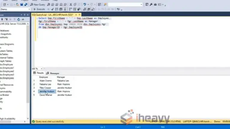 Self Join in SQL Example: Employee Manager